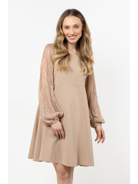 Awama Awama Sukienka wieczorowa A712 Beżowy Basic Fit