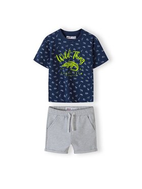MINOTI MINOTI Komplet t-shirt i spodenki 17SET 5 Niebieski Regular Fit