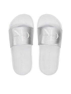 Calvin Klein Jeans Natikače Slide Ny Pearl YW0YW01243 Srebrna