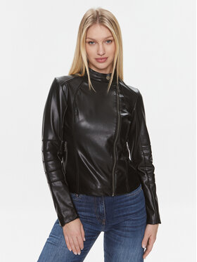 Guess Guess Кожено яке Ls Harley W4RL20 K8S30 Черен Regular Fit