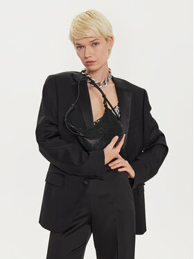 PINKO PINKO Torbica PINKO BORSA HALF MOON BABY FULL STRASS BLOCK COLOR + PELLE - 103538-A21O Črna