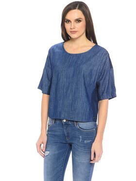 Wrangler Wrangler Bluzka TWO TONE Niebieski Loose Fit