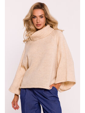 Made of Emotion Made of Emotion Sweter M822 Beżowy Baggy Fit