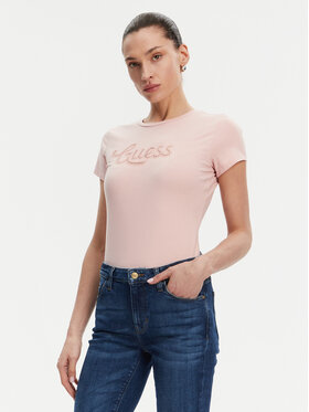 Guess Guess T-shirt W5GI47 KA0Q1 Ružičasta Slim Fit