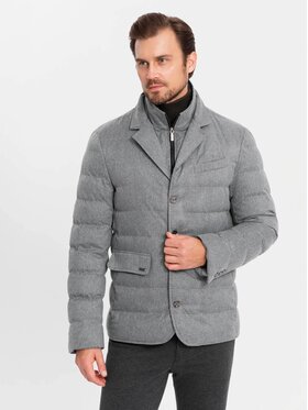 Ombre Ombre Kurtka zimowa OM-JALP-0170 Szary Regular Fit