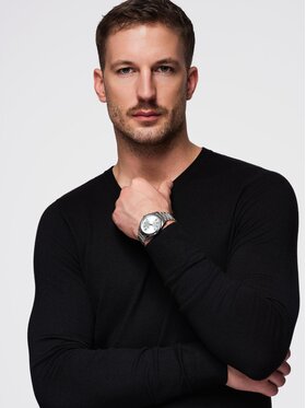 Ombre Ombre Sweter OM-SWBS-0106 Czarny Regular Fit