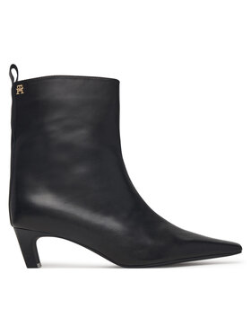 Tommy Hilfiger Tommy Hilfiger Čizme Kitten Heel Leather Ankle Boot FW0FW09669 Crna