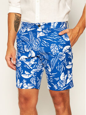 Tommy Hilfiger Tommy Hilfiger Bavlnené šortky Brooklyn Hawaii Print MW0MW13528 Modrá Regular Fit