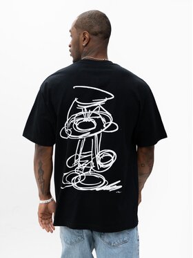 Smerfy Smerfy T-Shirt Szeroka Luźna Gargamel 127667 Czarny Oversize