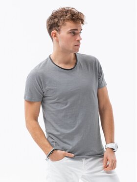 Ombre Ombre T-Shirt OM-TSCT-22SS-004 Šedá Regular Fit