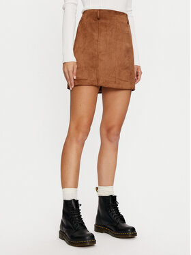 Gina Tricot Gina Tricot Fustă din imitație de piele 24264 Maro Regular Fit