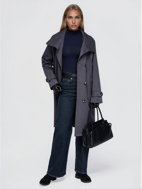 Ombre Ombre Trenčkot OW-CT-E0024 Šedá Relaxed Fit