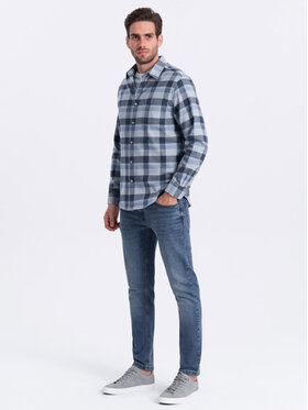 Ombre Ombre Košile OM-SHCS-0150 Modrá Regular Fit