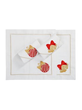 Roseberry Home Roseberry Home Serwetki Jingle Bells & Christmas Bauble Panama Biały