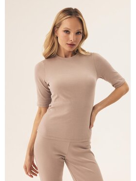 Esotiq Esotiq T-Shirt 42433 Beżowy Regular Fit