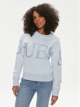 Guess Guess Džemperis ar kapuci Vintage Logo W4GQ10 KC8I0 Zils Relaxed Fit