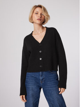 Simple Simple Cardigan SWD512-01 Nero Relaxed Fit