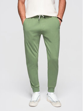 Ombre Ombre Spodnie dresowe OM-PABS-0305 Zielony Regular Fit