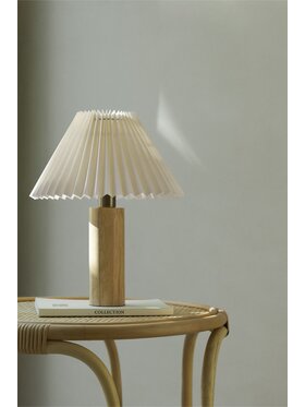 MIAhome MIAhome Lampa stołowa z drewna kauczukowego Plisse Biały