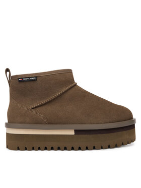 Tommy Jeans Tommy Jeans Апрески Tjw Flatform Snow Boot Suede EN0EN02841 Кафяв