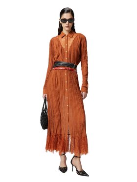 PINKO PINKO Sukienka koszulowa Chemisier donna Khaki Slim Fit