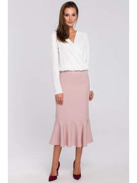 Makover Makover Midi sukňa K025 Ružová Regular Fit