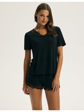 Esotiq Esotiq Piżama 44095 Czarny Regular Fit