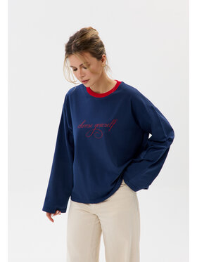 Mirons Mirons Longsleeve Print Granatowy Regular Fit