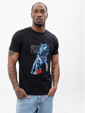 MyStars MyStars T-Shirt Koszulka Z Krótkim Rękawem Męska Czarna MyStars Fear Dog Pies XXL Czarny Regular Fit