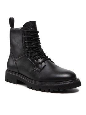 Les Deux Les Deux Kozaki Tatum Leather Lace Up LDM820023 Czarny