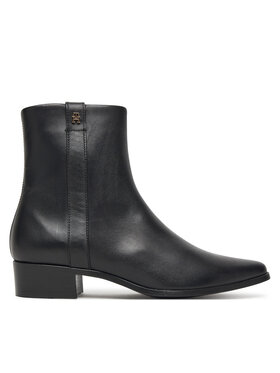 Tommy Hilfiger Tommy Hilfiger Čizme Th Leather Pointy Zip Bootie FW0FW08980 Crna