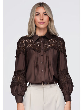 Ombre Ombre Koszula OW-SH-E0075 Brązowy Relaxed Fit