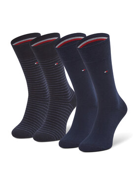 Tommy Hilfiger Tommy Hilfiger Комплект 2 чифта дълги чорапи мъжки 100001496 Тъмносин