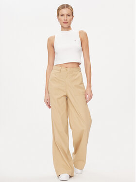 Tommy Jeans Hlače Claire DW0DW17314 Bež Wide Leg