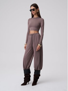 Le Collet Le Collet Spodnie materiałowe TONIA Brązowy jasny Wide Leg