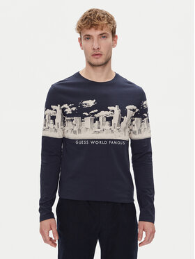 Guess Guess Hosszú ujjú Skyline M3YI13 I3Z13 Sötétkék Slim Fit
