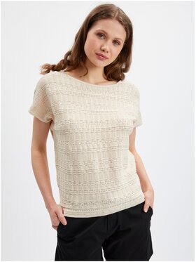 Orsay Orsay T-Shirt 507442-048000__M Beżowy Comfort Fit