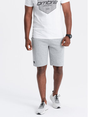 Ombre Ombre Szorty materiałowe OM-SRSK-0150 Szary Regular Fit