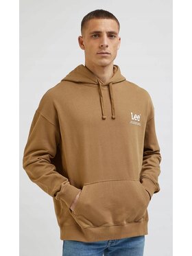 Lee Lee Bluza Loose Logo Hoodie Brązowy Hoodie Fit