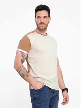 Ombre Ombre T-Shirt OM-TSCT-0176 Hnědá Regular Fit
