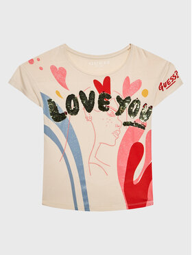 Guess Guess Tricou J3RI22 KAPO0 Bej Regular Fit
