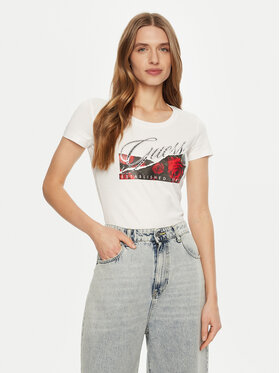 Guess Guess T-Shirt W5RI03 J1314 Biały Regular Fit