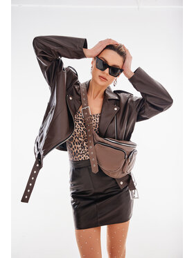 Mimika Mimika Kurtka skórzana Ramoneska Oversize w stylu lat 80s wersja brązowa Malasaña Brązowy Oversize