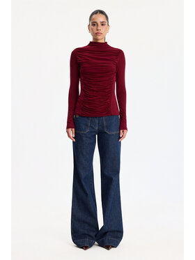 BENU BENU Bluzka z golfem Bordowy Slim Fit