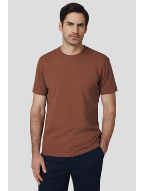 Lancerto Lancerto T-Shirt Koszulka z Bawełną Ciemnobeżowa Jeffrey TS073125000003 Beżowy Regular Fit