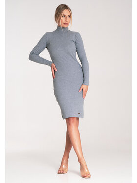 FIGL FIGL Sukienka dzianinowa M1042 Szary Slim Fit