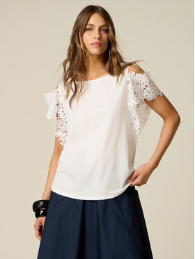 Oltre Oltre T-Shirt G02AJ004729N011 Biały Regular Fit