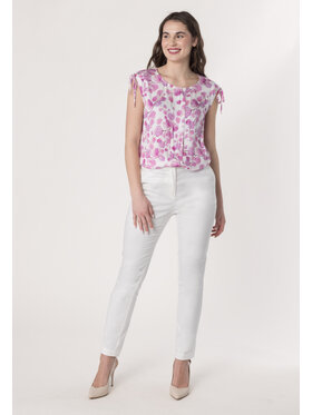 QUIOSQUE QUIOSQUE Dámske nohavice 3SH002 Biela Regular Fit
