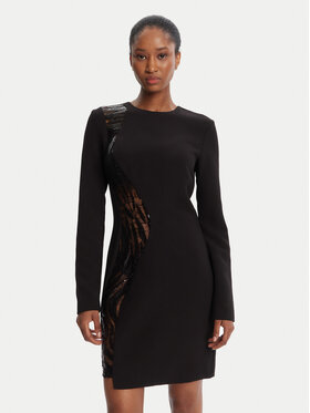 Just Cavalli Just Cavalli Коктейлна рокля 79PAO918 Черен Regular Fit