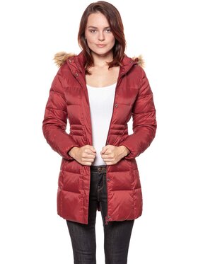 Wrangler Wrangler Kurtka damska LONG PUFFER Czerwony Slim Fit